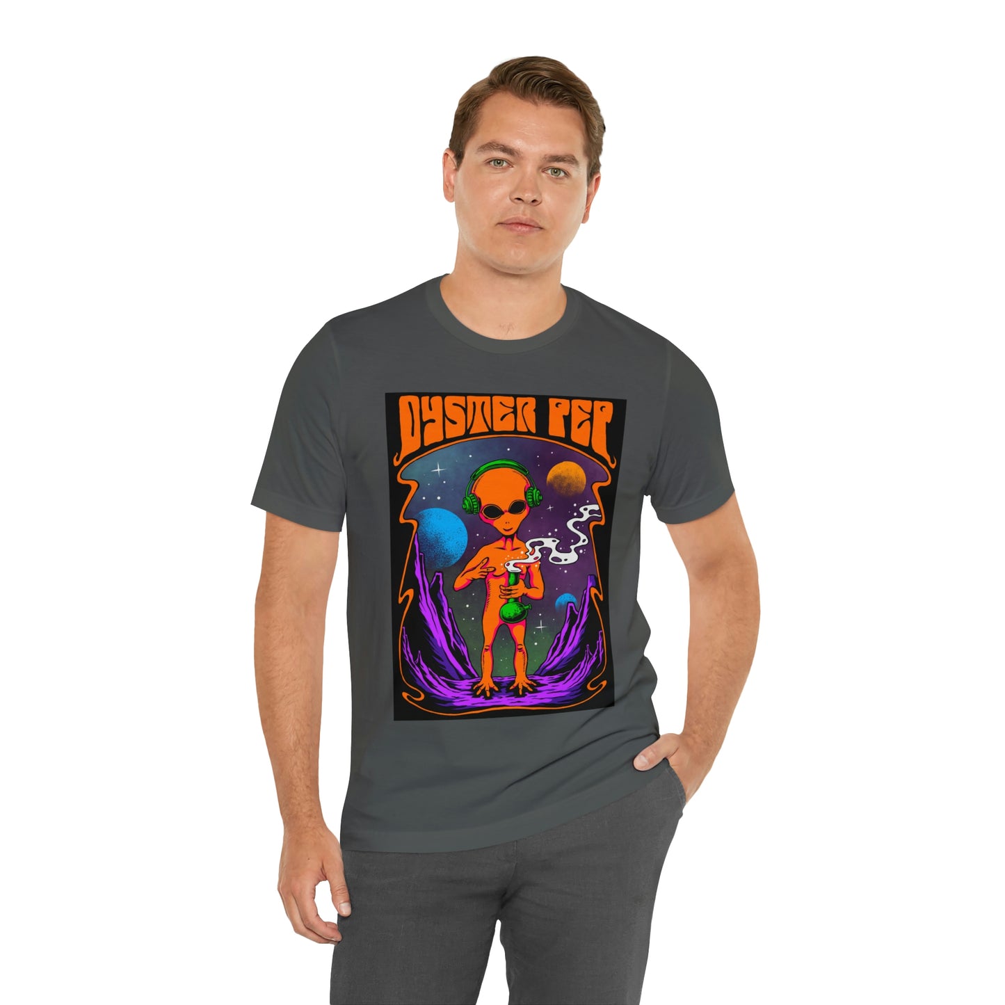 Oyster Pep Martian Smoking Black Light image Unisex Jersey Short Sleeve Tee