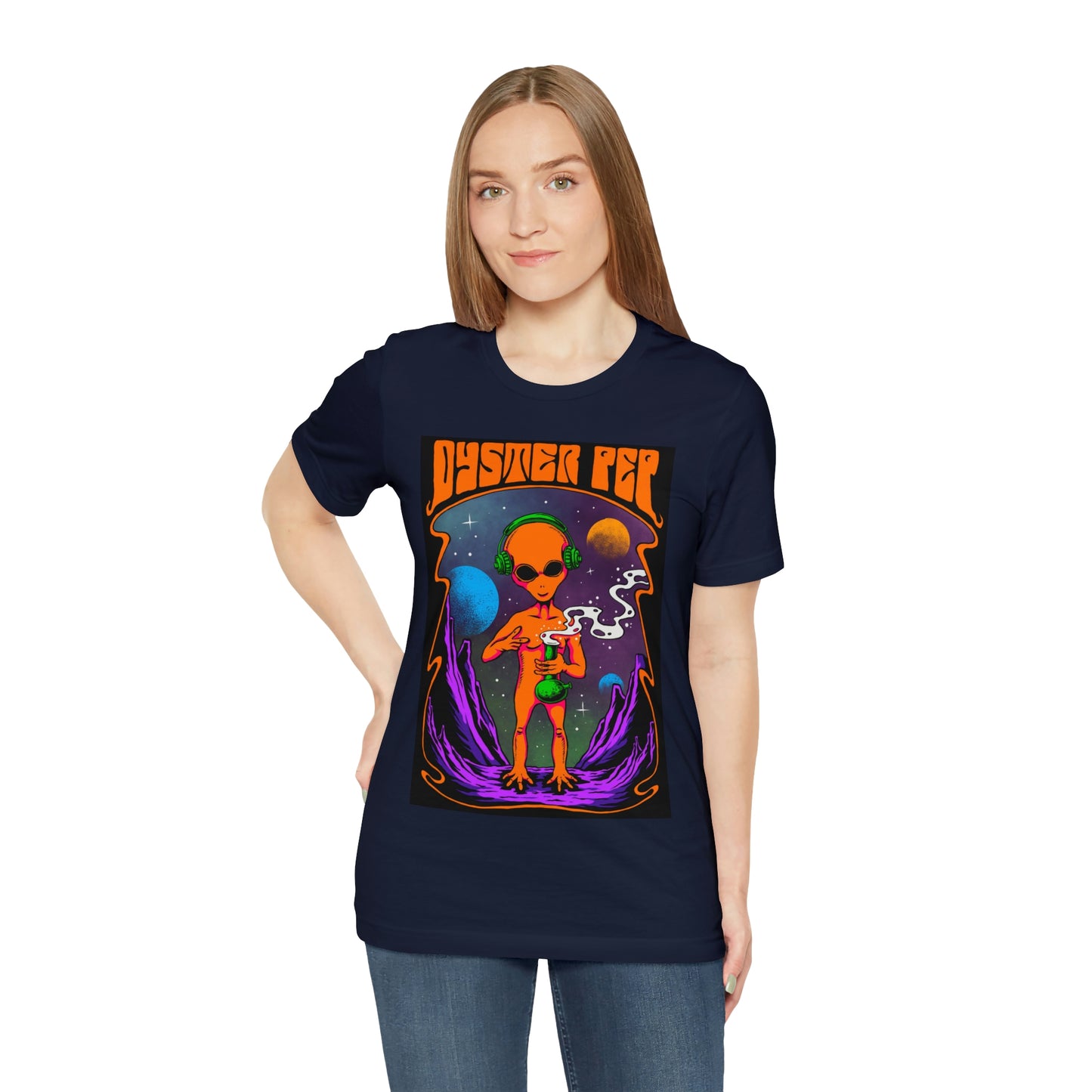 Oyster Pep Martian Smoking Black Light image Unisex Jersey Short Sleeve Tee