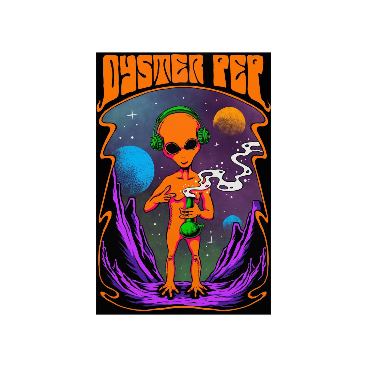 Oyster Pep Martian smoking Black Light Style image Premium Matte Vertical Posters