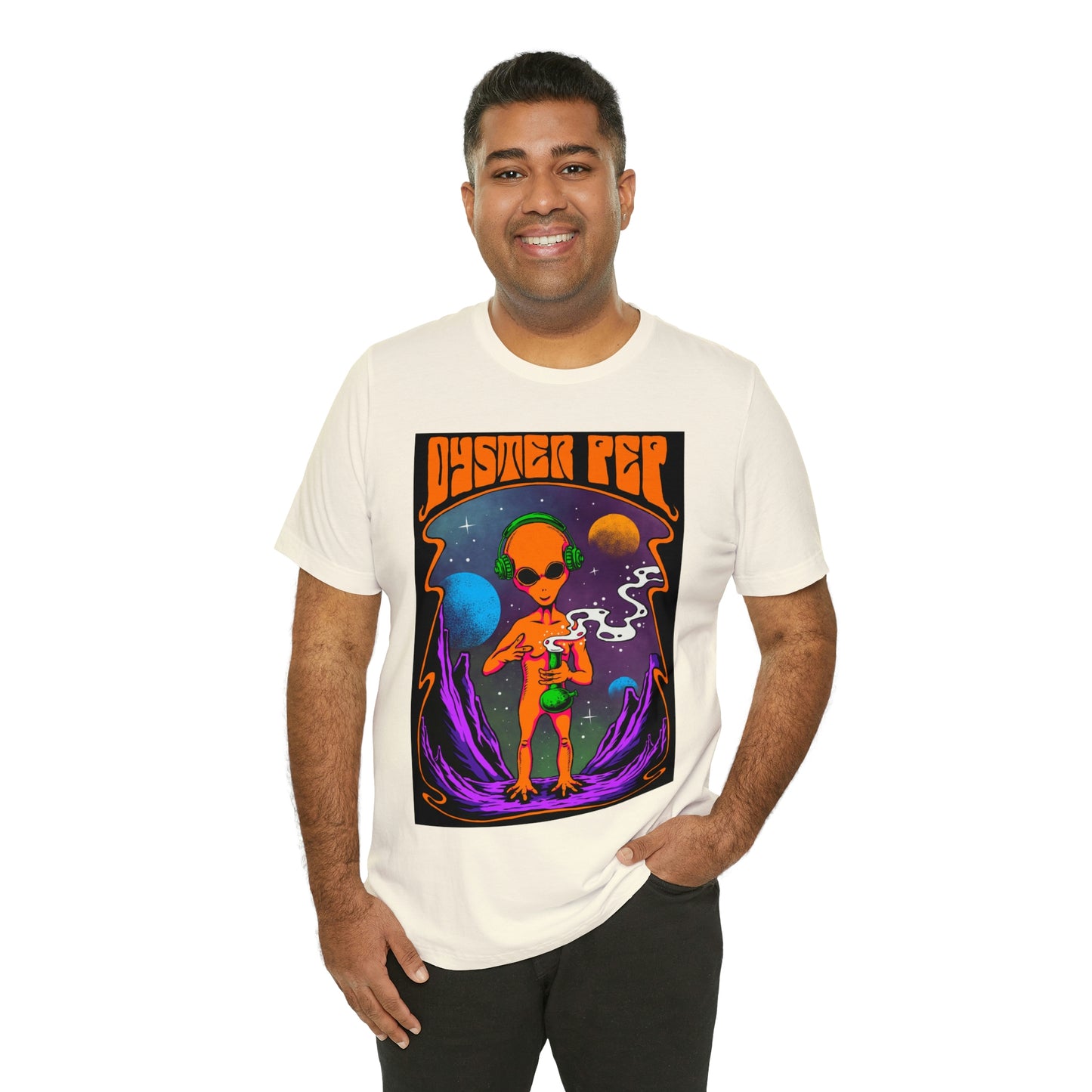 Oyster Pep Martian Smoking Black Light image Unisex Jersey Short Sleeve Tee