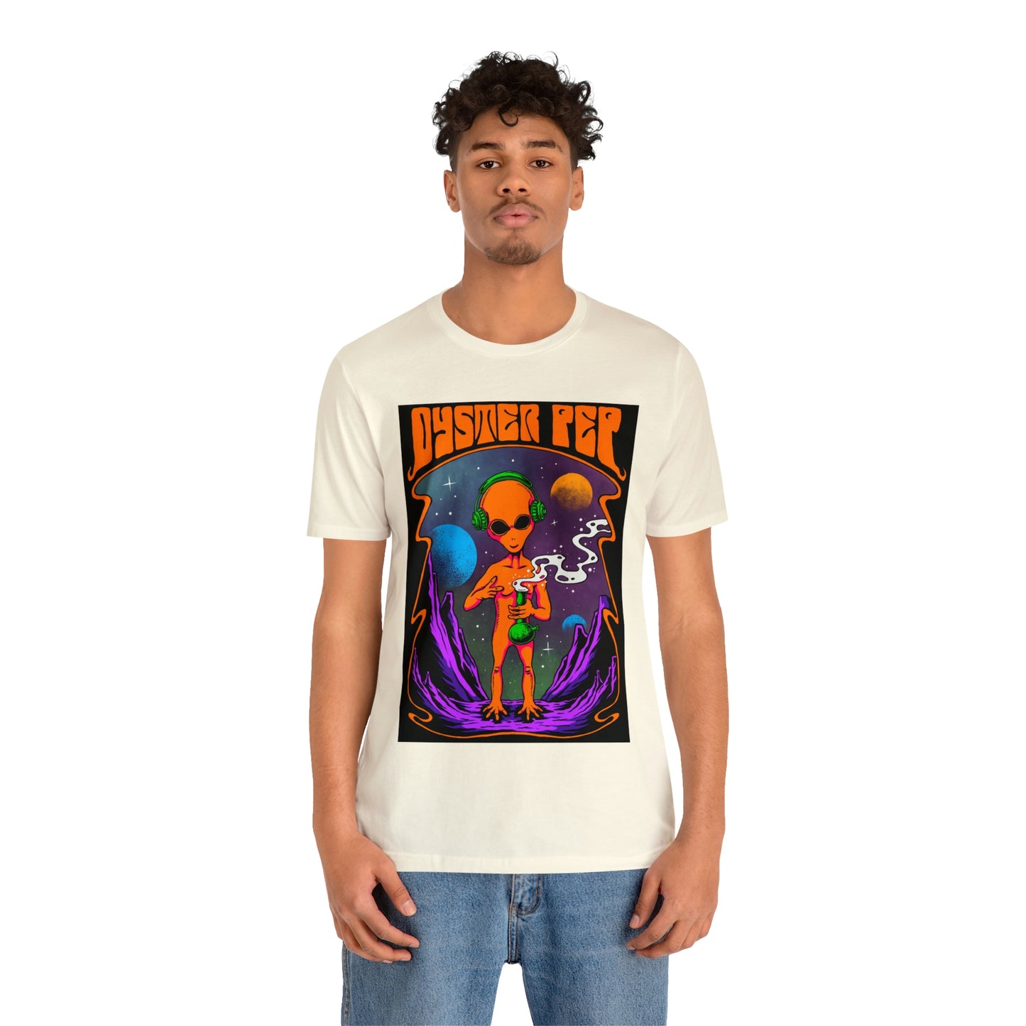 Oyster Pep Martian Smoking Black Light image Unisex Jersey Short Sleeve Tee