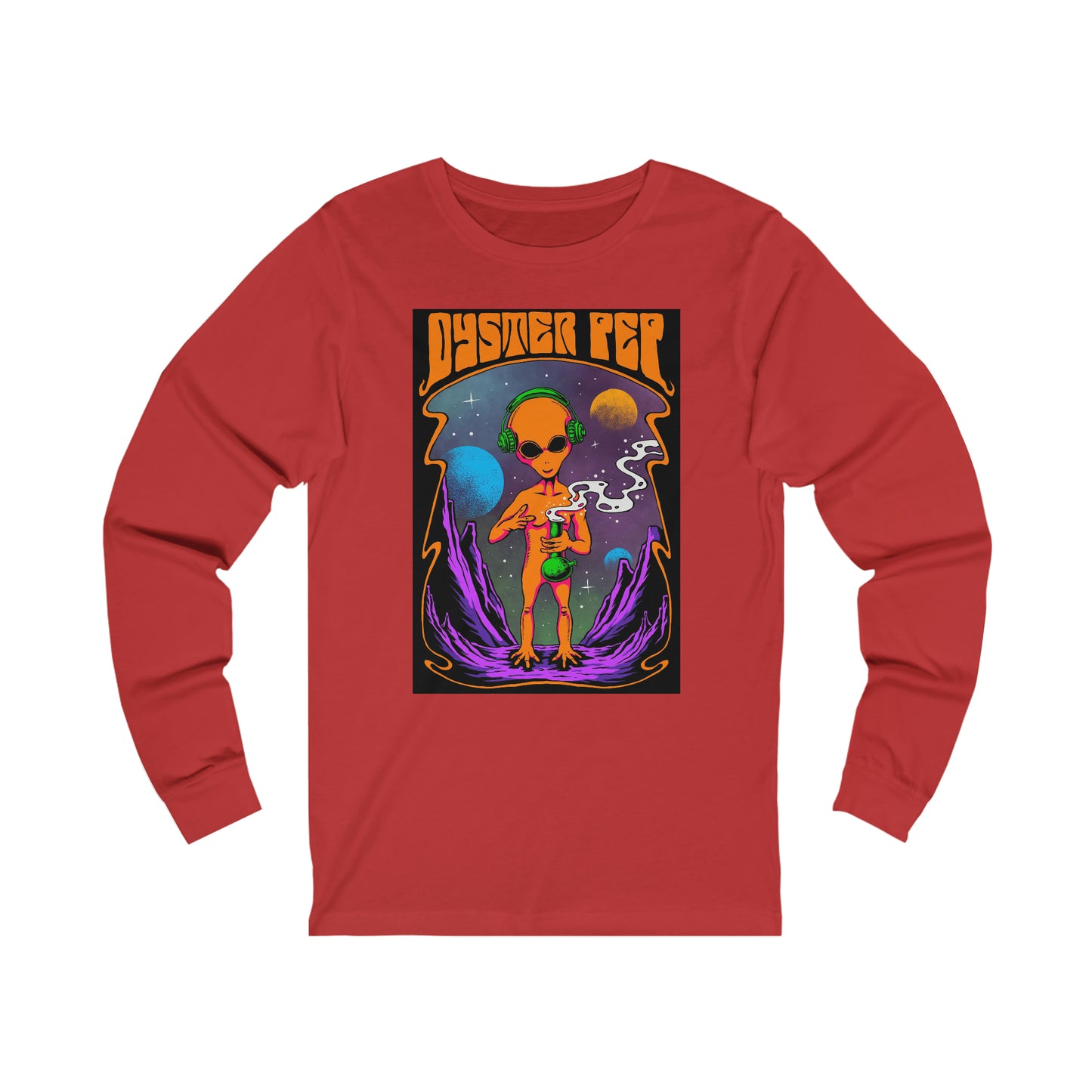 Oyster Pep Martian Smoking Blacklight style Logo Unisex Jersey Long Sleeve Tee