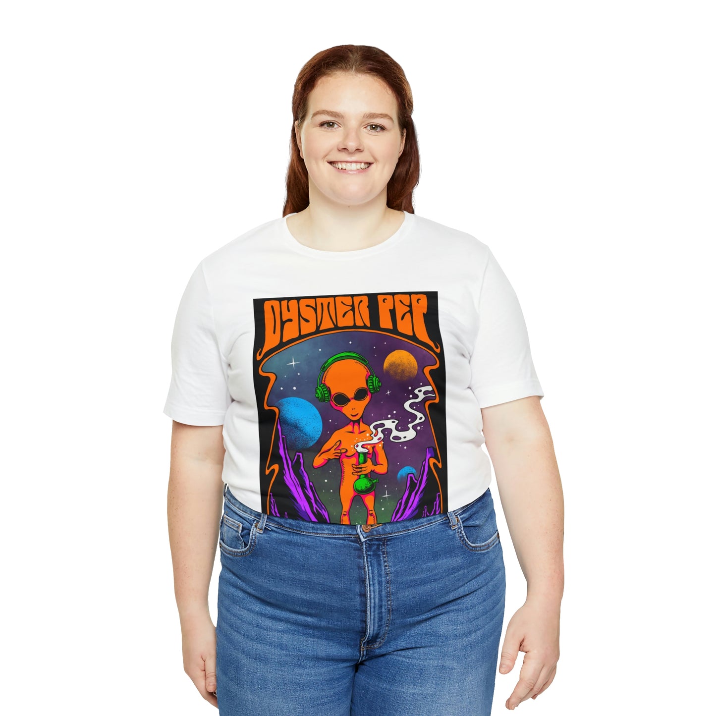 Oyster Pep Martian Smoking Black Light image Unisex Jersey Short Sleeve Tee