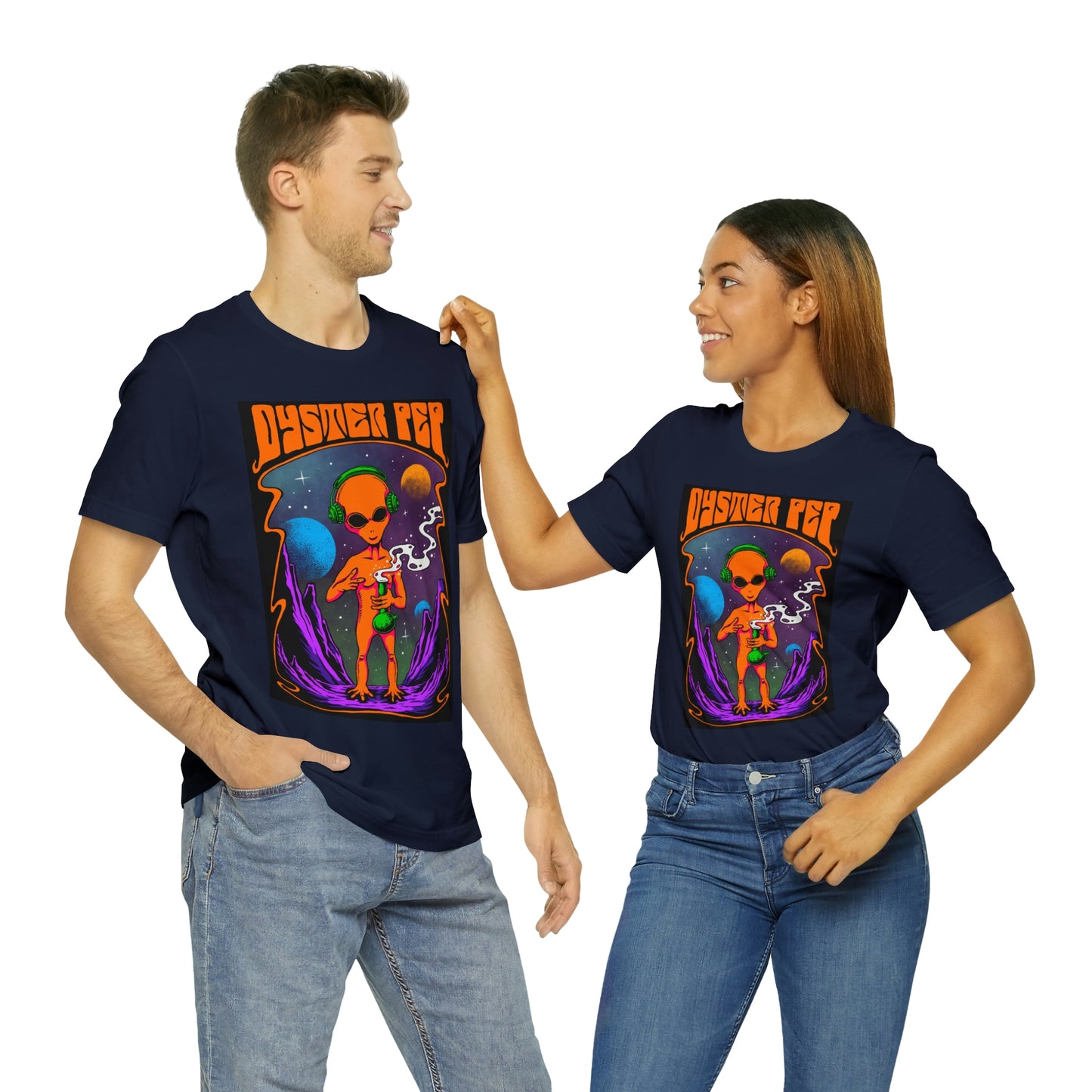 Oyster Pep Martian Smoking Black Light image Unisex Jersey Short Sleeve Tee