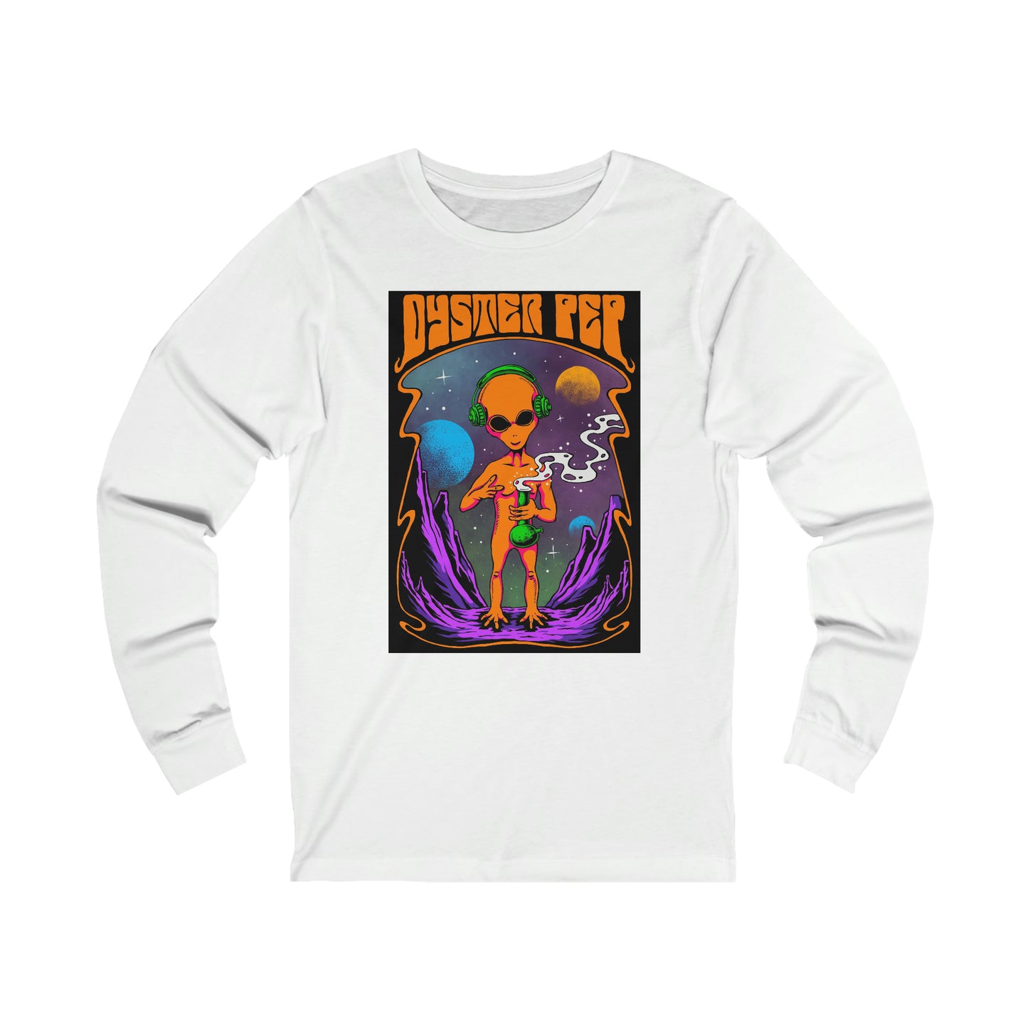 Oyster Pep Martian Smoking Blacklight style Logo Unisex Jersey Long Sleeve Tee