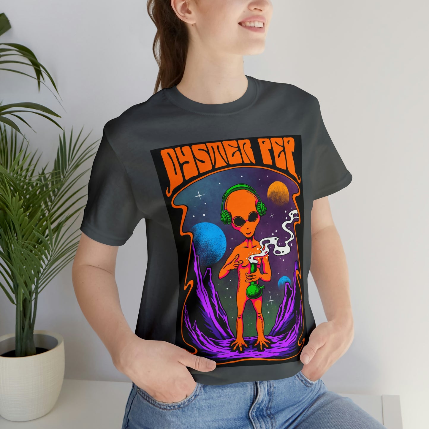 Oyster Pep Martian Smoking Black Light image Unisex Jersey Short Sleeve Tee