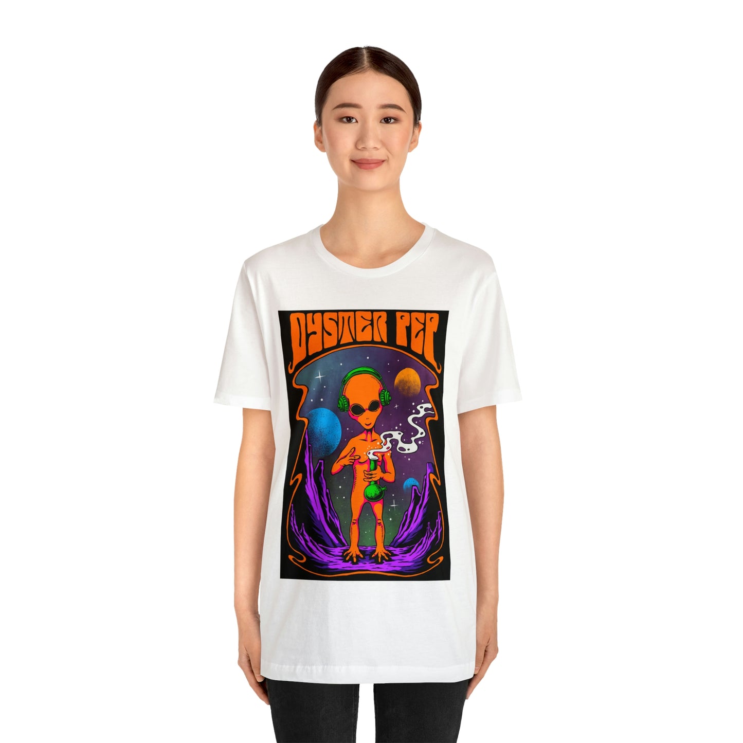 Oyster Pep Martian Smoking Black Light image Unisex Jersey Short Sleeve Tee