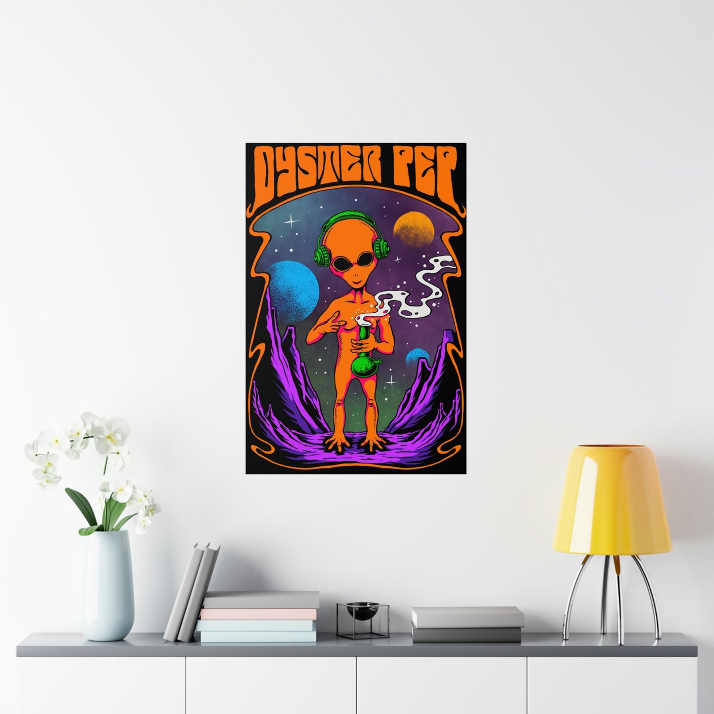 Oyster Pep Martian smoking Black Light Style image Premium Matte Vertical Posters