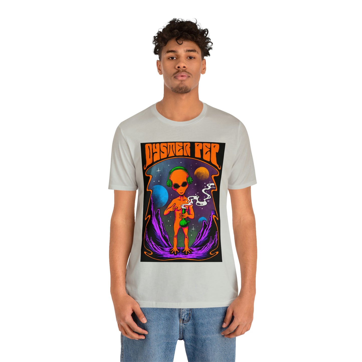 Oyster Pep Martian Smoking Black Light image Unisex Jersey Short Sleeve Tee