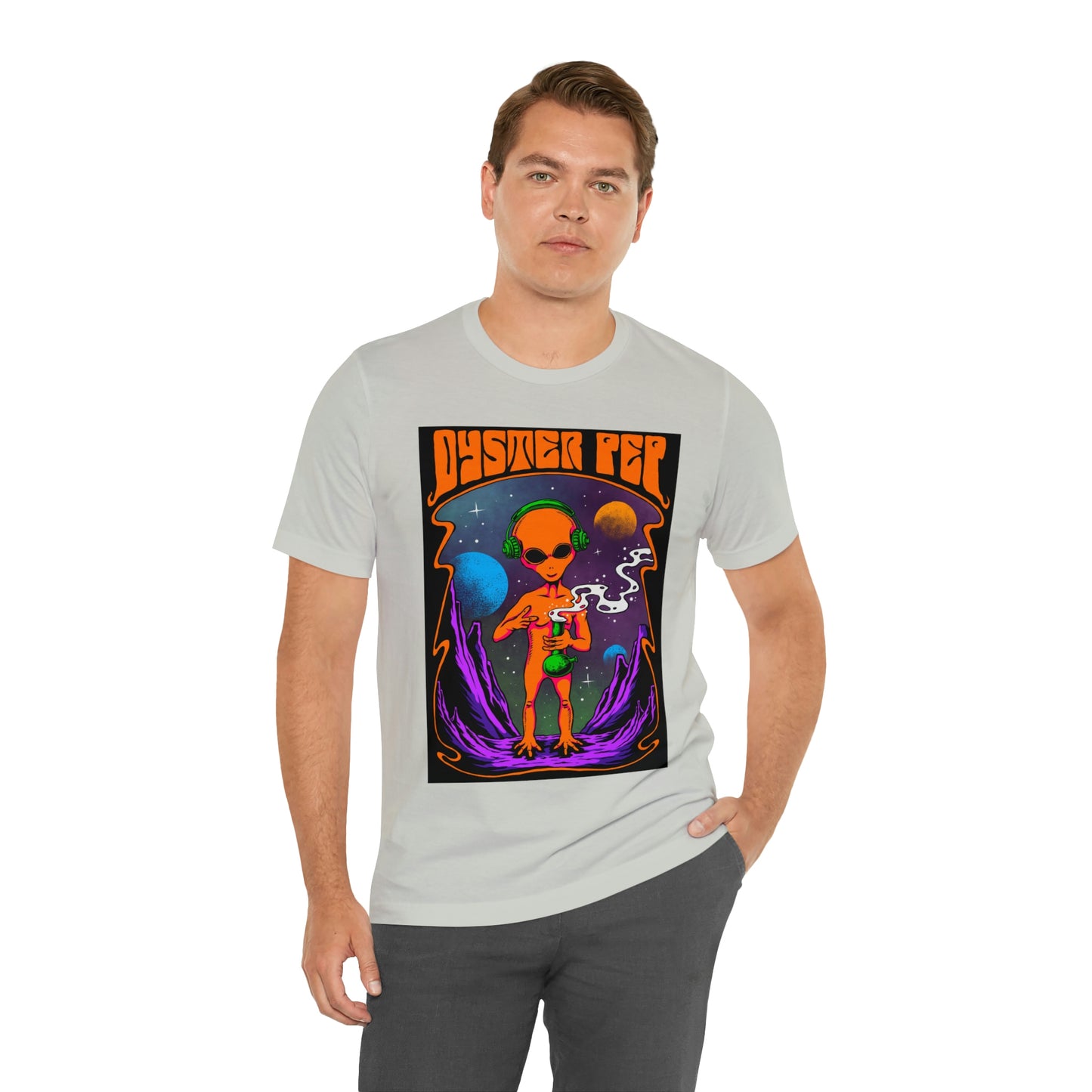 Oyster Pep Martian Smoking Black Light image Unisex Jersey Short Sleeve Tee