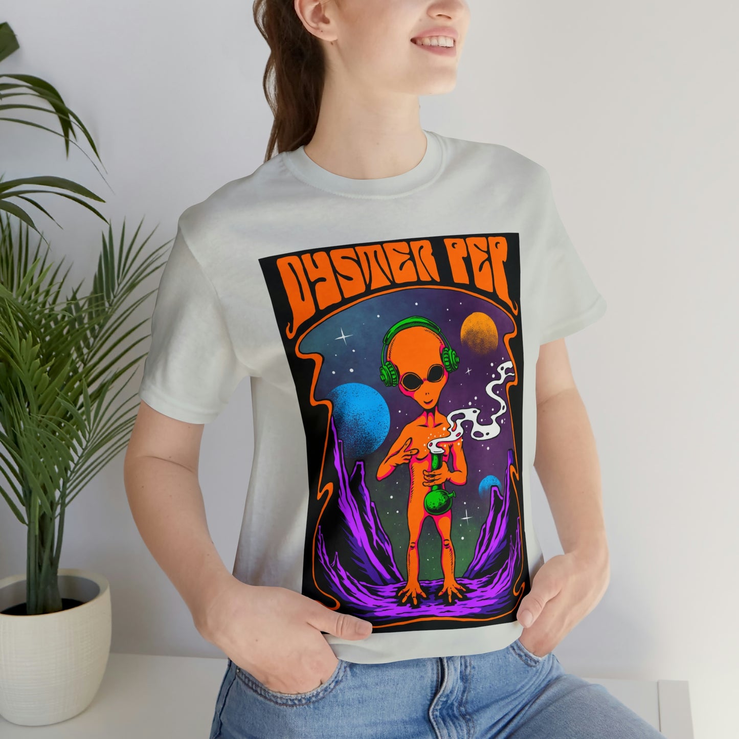 Oyster Pep Martian Smoking Black Light image Unisex Jersey Short Sleeve Tee