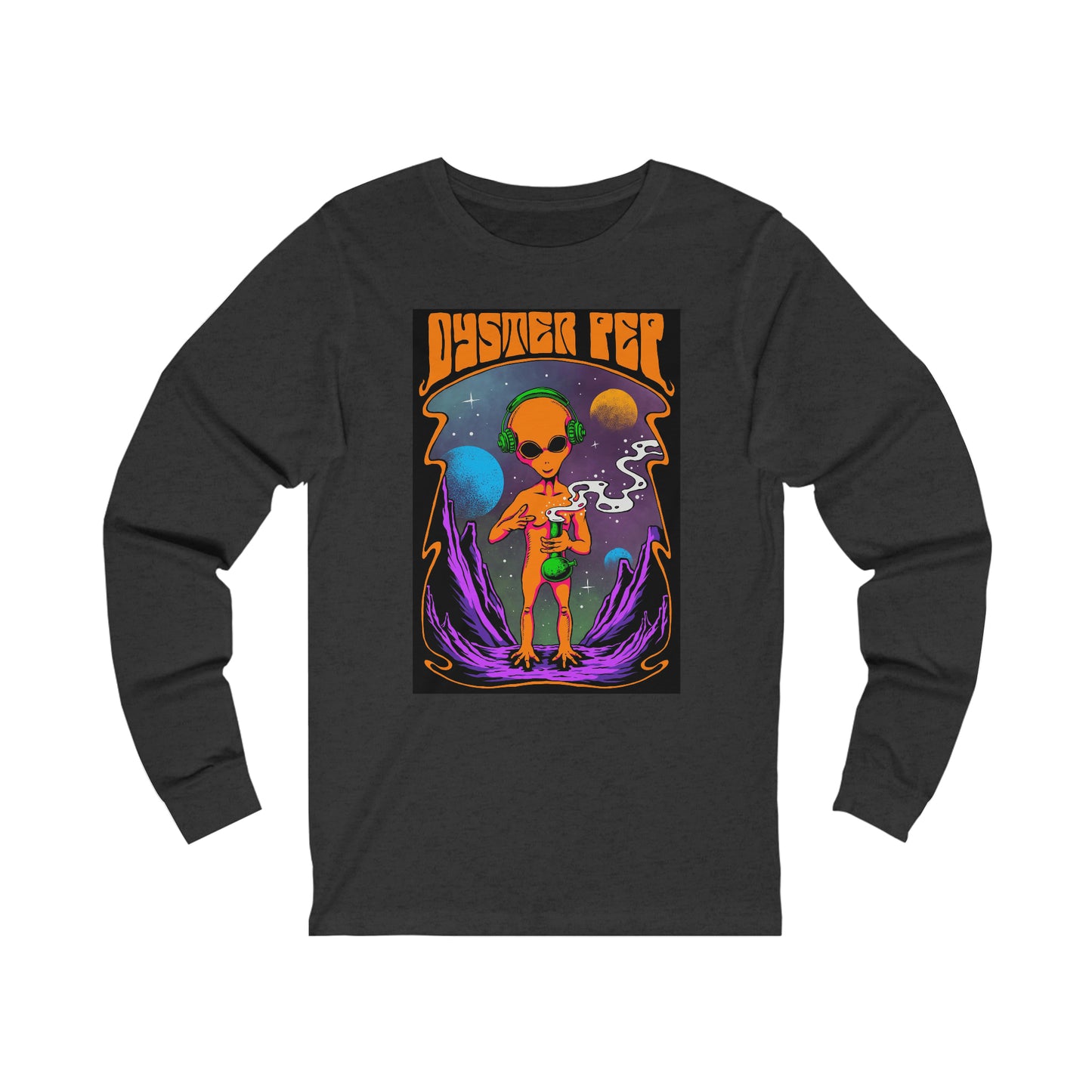 Oyster Pep Martian Smoking Blacklight style Logo Unisex Jersey Long Sleeve Tee