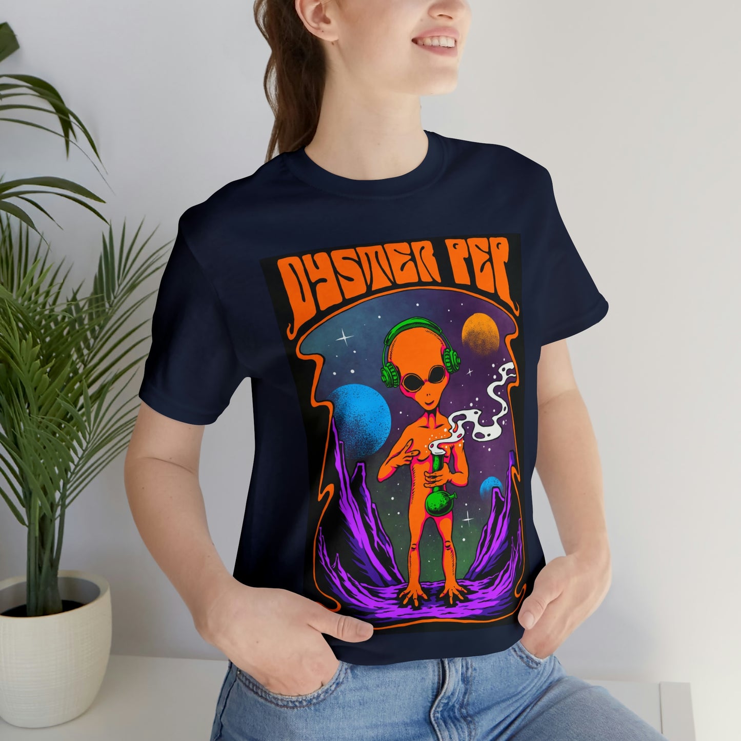 Oyster Pep Martian Smoking Black Light image Unisex Jersey Short Sleeve Tee